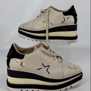 Stella McCartney Elyse Star Tan Iridescent Platform